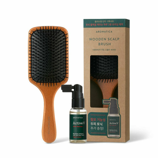 AROMATICA Scalp Massage Kit (Wooden Scalp Brush + Anti Hair Loss Tonic 30mL) 2