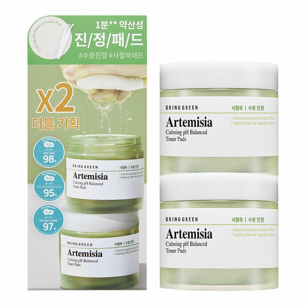 Bring Green Artemisia Calming pH Balanced Toner Pads 75 Sheets 2-for-1 Special Set (2105 Power Pack) 1