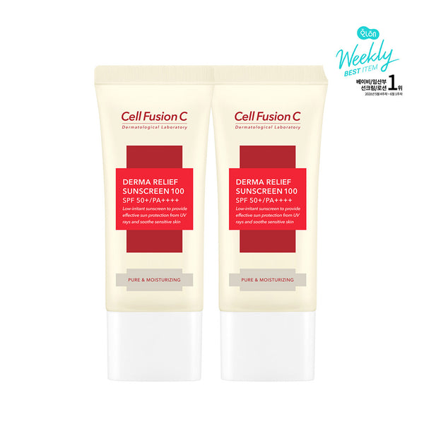Cell Fusion C Derma Relief Sunscreen 100 Twin Pack SPF50+/PA++++ (35ml + 35ml) 2