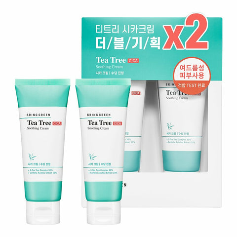 Bring Green Tea Tree Cica Soothing Cream 100ml 2-for-1 Set (2105 Power Pack) 