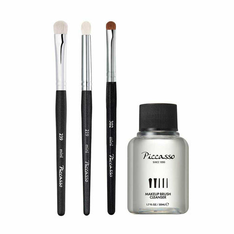 PICCASSO Mini Eye Shadow Brush 3 Type Set X Mini Makeup Brush Cleanser 