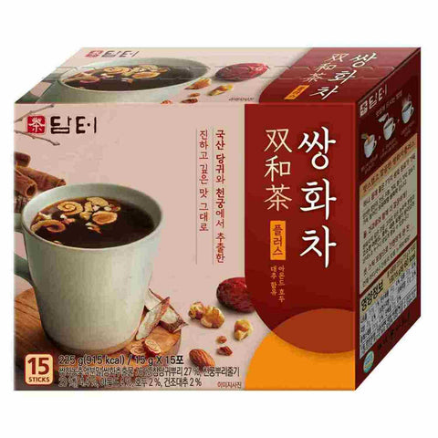 Damtuh Ssanghwa Tea Plus (Black Herbal Tea) 15 Sticks 