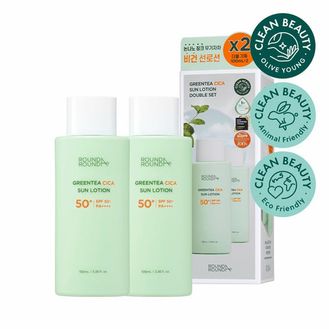 ROUND A'ROUND Greentea Cica Sun Lotion Double Pack 