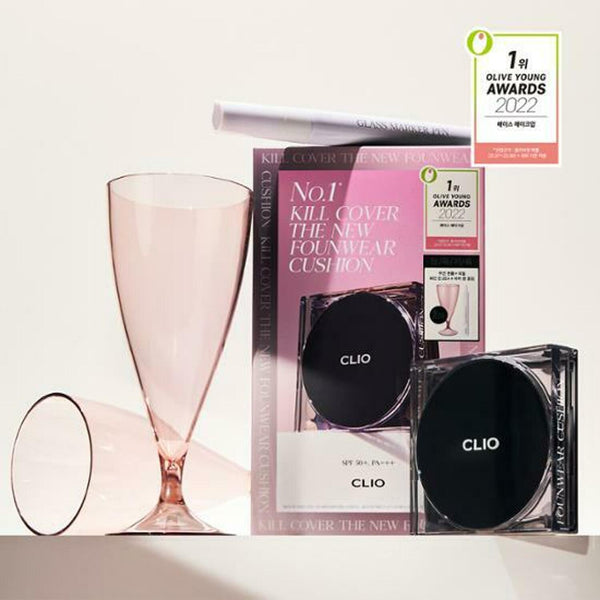 ★2022 Awards★ CLIO Kill Cover The New Founwear Cushion 15g*2 Special Set (Original + Refill + Wine Glass 2ea + Marker Pen) 2