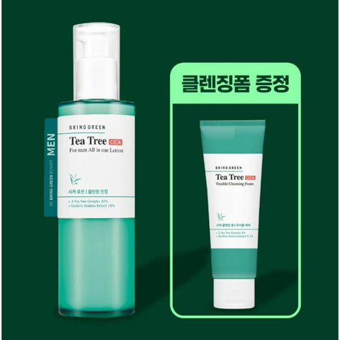 BRING GREEN Tea Tree Cica For Men All In One Lotion 150mL Special Set (Free Gift: Tea Tree Cleansing Foam 75mL) 