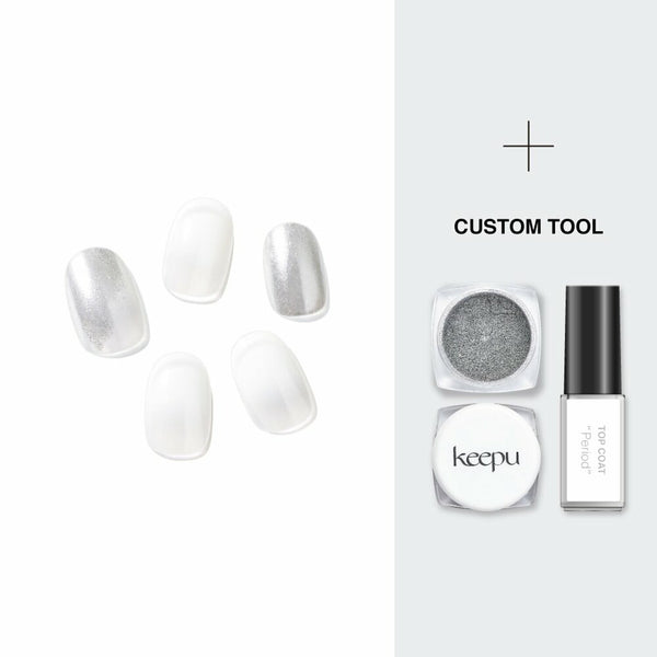 Keepu Custom Nail Kit Mirror Powder Urban Snow-Silver (NO LED Lamp required) 1