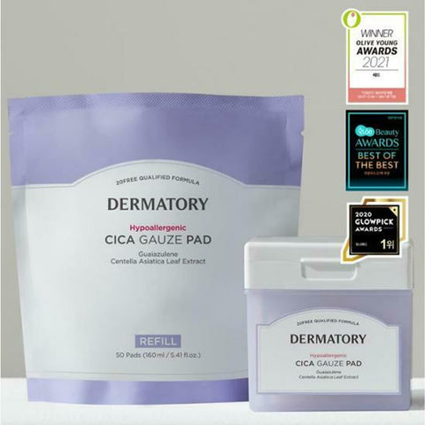 Dermatory Hypoallergenic Cica Gauze Pad Double Pack_50+50 Refill Sheets 