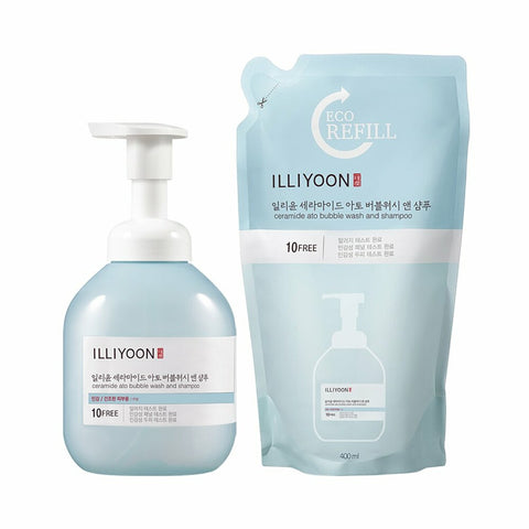 ILLIYOON Ceramide Ato Bubble Wash and Shampoo Refill Set 