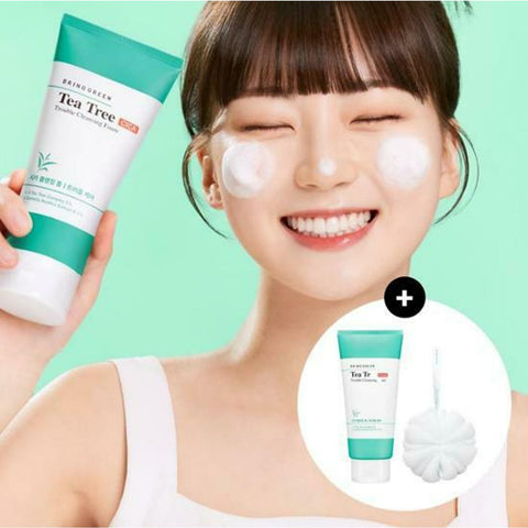 BRING GREEN Tea Tree Cica Trouble Cleansing Foam Double Pack (Special Gift: Bubble Ball) 